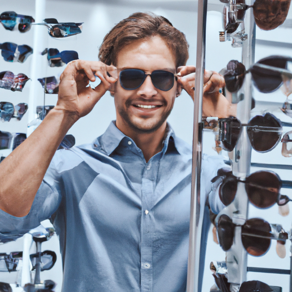 Cliente satisfeito usando óculos escuros